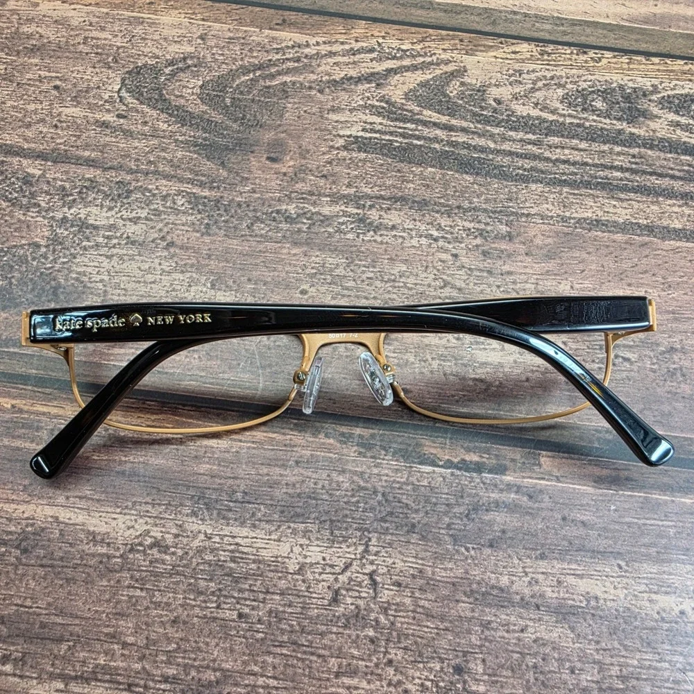 Kate Spade Ambrosette JUV Brown Gold Polka Dot Eyeglasses Frames 50-17-135
